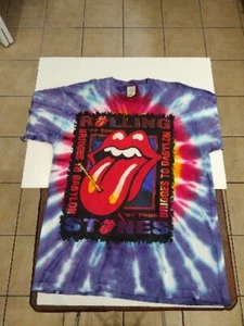 Vintage 1997 Rolling Stones Bridges to Babylon Tie Dye Concert T Shirt Ex Large - Picture 1 of 10