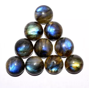 Cabochon rotondo 41,58 CTS labradorite naturale lotto 10 mm 10 pz pietre preziose sfuse - Foto 1 di 5