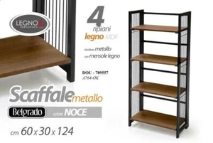 SCAFFALE LIBRERIA 4 RIPIANI LEGNO NOCE SALOTTO INGRESSO MODERNO 124*60*30 cm - Foto 1 di 2