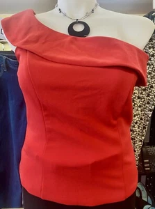 REVIEW Red One Shoulder Top - Size 16 - Picture 1 of 12