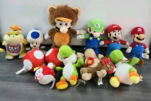 12 mario plush lot Yoshi, Baby Bowser, Luigi, Toad, Donkey Kong, - Picture 1 of 17