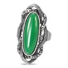 Women Big Oval Stone Ring Bohemian Crystal Rings Vintage Anniversary Jewelry 1Pc