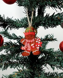 Gingerbread Christmas Ornament Holiday Tree Decor Jamaican Candy Cane Crown 2D - Foto 1 di 4