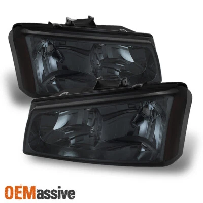 Par de lámparas de faros Euro para camioneta Silverado Avalanche 1500/2500 Smoked 03-06 Foto 1 de 3