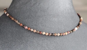 FANCY JASPER 4MM ROUNDS NECKLACE ~ 925 STERLING SILVER 18.5" IN LENGTH - Picture 1 of 2