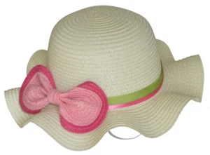 Little Toddler Girl Wavy Brim Bonnet Straw Sun Beach Hat - 3-6 Years - Vanilla - Picture 1 of 4
