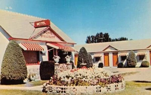 Gooding, Idaho MOTEL EVERGREEN Carl & Marie Bales Roadside '50s Vintage Postcard - Picture 1 of 2