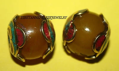 Nepal beads 2 Nepalese Beads Tibet Beads handmade beads Turquoise beads  B105 - Image 1 of 4