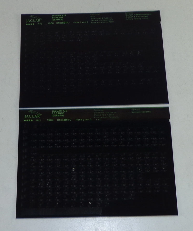 Catalogo Parti Microfiche Jaguar XJS 3.6 Aggiornato 07/1986 - Immagine 1 di 1