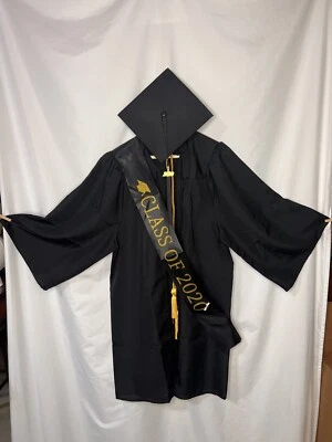 Child Unisex Black Full Length Graduation Robe Costume Tassel Sash For 2020 - Image 1 of 4