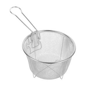  Cesta para freír de acero inoxidable con mango - Colador de malla de alambre redondo - - Imagen 1 de 19