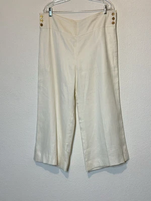 Lauren Ralph Lauren Linen Pants Trousers Wide Leg 14 Lined White Nautical - Image 1 of 4