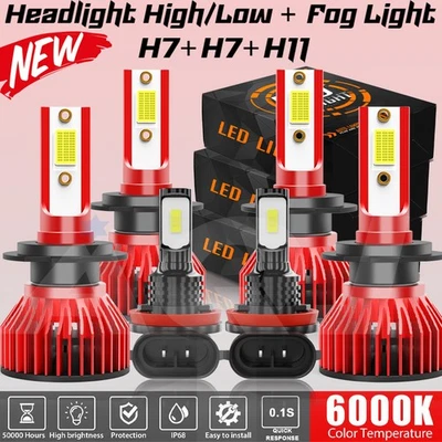 6000K For Renault Fluence2011-2017 H7 H7 H11 LED Headlight Hi/Low Beam+Fog Light - Image 1 of 4