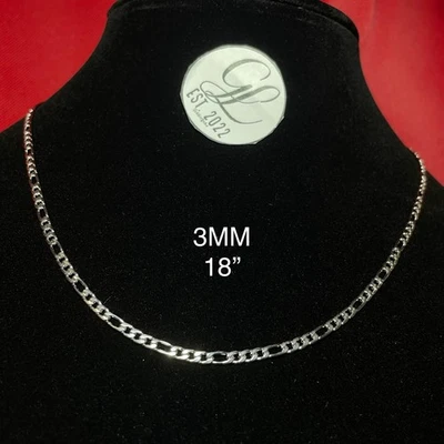 14K White Gold Filled Figaro Chain Necklace 3MM 18 Inch Women’s Mens - Image 1 of 4