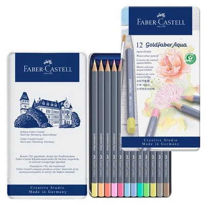 Faber Castell Goldfaber Aqua 水彩铅笔 12 件套 粉彩 — 第 1/4 张图片