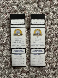 VTG San Antonio Missions AA Baseball Ticket Stubs 8-25-92 Midland Angels - Bild 1 von 2