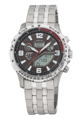 ETT ECO TECH TIME Funk-Solar Herrenuhr Professional Worldtimer Titan EGT-11720-2 - Bild 1 von 4