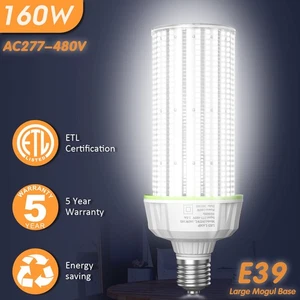 480Volt Commercial LED Corn Bulb Light 160W Warehouse Workshop High Bay Light 5k - Picture 1 of 17