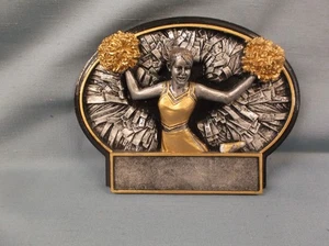 BT760 CHEERLEADING large black oval plate resin award trophy - Picture 1 of 1