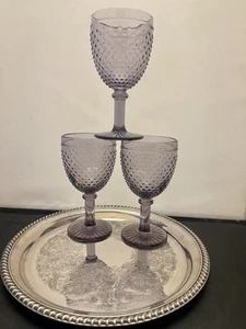 Set of (3)- L.E. Smith - Hobnail Water Goblets - Lavender Light Purple 7" Tall - Picture 1 of 10