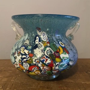 Murano Glass Millefiori Vase Gold Inclusion Vetro Artistico A 1 ( 4 "x 5 " ) - Picture 1 of 12