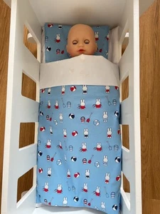 Handgefertigtes großes Puppen Quilt und Kissen Set in Miffy am Strand Baumwolldruck - Bild 1 von 3