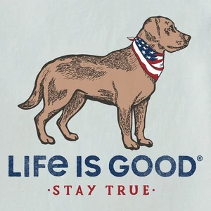 Neu mit Etikett Life Is Good Stay True Dog USA Bandana Nebelgrau LS Crusher T-Shirt für Herren - Bild 1 von 3