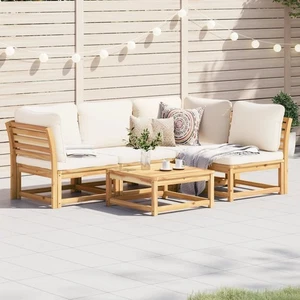 5-tlg. Garten-Lounge-Set mit Kissen Massivholz Akazie - Bild 1 von 8
