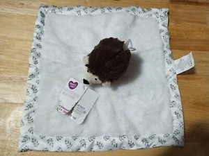 Parent's Choice Hedgehog White Plush Satin Back/Trim Lovey Security Blanket Soft - Picture 1 of 4