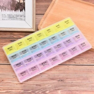 weekly Pill Box 7 Days MORNING NOON NIGHT BACKUP Tablet Holder Organiser Medicin - Picture 1 of 4