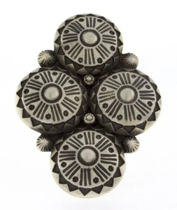 7.5 - Sterling Silver 4 Concho Statement Ring By Navajo Artist Calvin Martinez - Picture 1 of 5