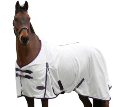 75" Weatherbeeta ComFiTec Essentials  II Standard Neck fly sheet white w/purple - Image 1 of 3