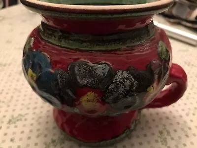 Schöne Vase Rot H:13cm B:13cn alt  - Bild 1 von 4