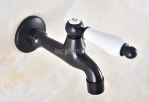 Oil Rubbed Bronze Ceramic handle Mop Pool Sink Tap Single Cold Laundry Faucet  - Picture 1 of 6