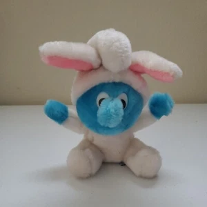 Smurf Bunny Plush 1980s Wallace Berrie Vintage 8” Retro Nostalgic Easter  - Picture 1 of 8