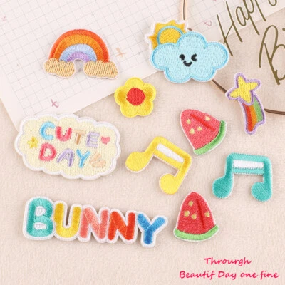 10PCS Embroidery Rainbow Letters Patch Iron On Patches DIY Sew On Badge Applique - Image 1 of 4