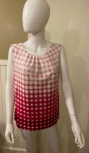Calvin Klein Women's Sleeveless Top Tank Pink and White Polka Dots Size L - Picture 1 of 9