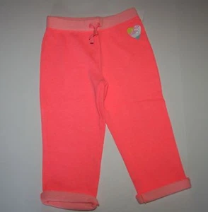 New Carter's Girls 6 year Bright Pink Heart Logo Sweatpants Terry Lounge Pants - Picture 1 of 3