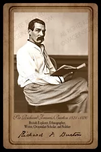 RICHARD FRANCIS BURTON Brit Explorer Writer Ethnographer Photo 2 Cabinet Card RP - Picture 1 of 1