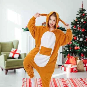 Kangaroo Costume For Kids Unisex Christmas Party Cosplay Jumpsuits Pajamas - Picture 1 of 12