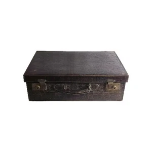 19thC Victorian Brown Crocodile Leather Suitcase with Canvas and Leather Lining - Picture 1 of 10