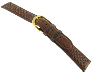 18mm Timex Holes Brown Genuine Leather Padded Stitched Mens Watch Band Long BOGO - Picture 1 of 2