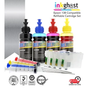 Inkghost 138 Refillable Cartridge Set for Epson WF625 WF645 WF545 Non genuine - Picture 1 of 3