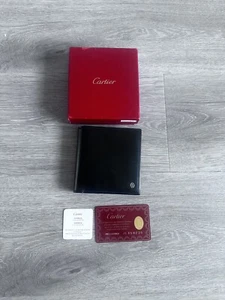 Portafoglio Cartier nuovo vecchio magazzino custodia pelle nera portafoglio Cartier Box - Foto 1 di 10