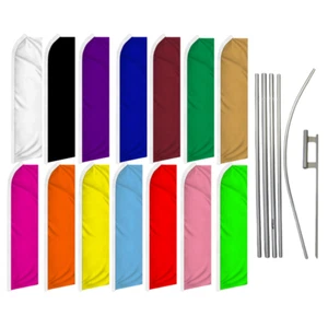 Solid Colors Variations Swooper Advertising Banner Flag Pole Kits - Picture 1 of 17