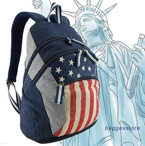 USA Stars Stripes Flag National Casual Backpack Outdoor Rucksack School Book Bag - Picture 1 of 9