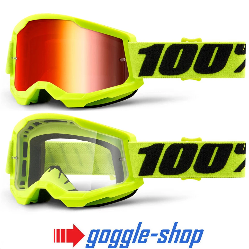 100% STRATA 2 Motocross MX Bicicleta MTB Gafas Flou Amarillo Claro / Espejo - Imagen 1 de 1