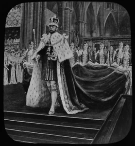Magisches Laternendia KRÖNUNG KÖNIG GEORGE V AM SCHIFF VORBEI 1911  - Bild 1 von 2