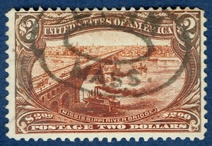 [st7020] USA Scott#293 used $2 orange brown "Mississippi River Bridge" cv:$1,050 - Picture 1 of 2