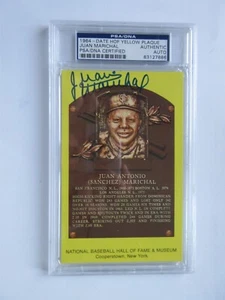 JUAN MARICHAL PSA/DNA Signed HOF Gold Plaque Postcard Autograph Baseball Yellow - Picture 1 of 3